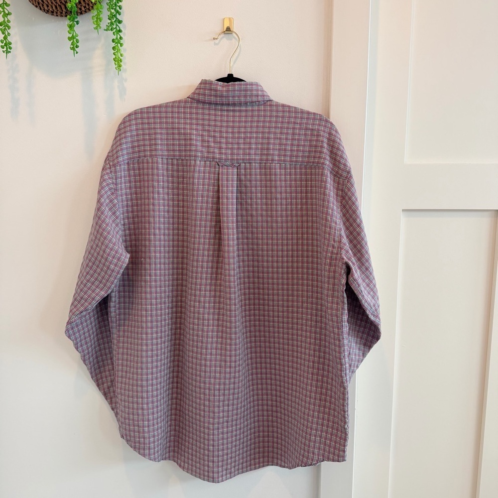 Bugatchi Uomo Men's Button Down Pink Checkered Long Sleeve Shirt Size Large - Picture 6 of 11